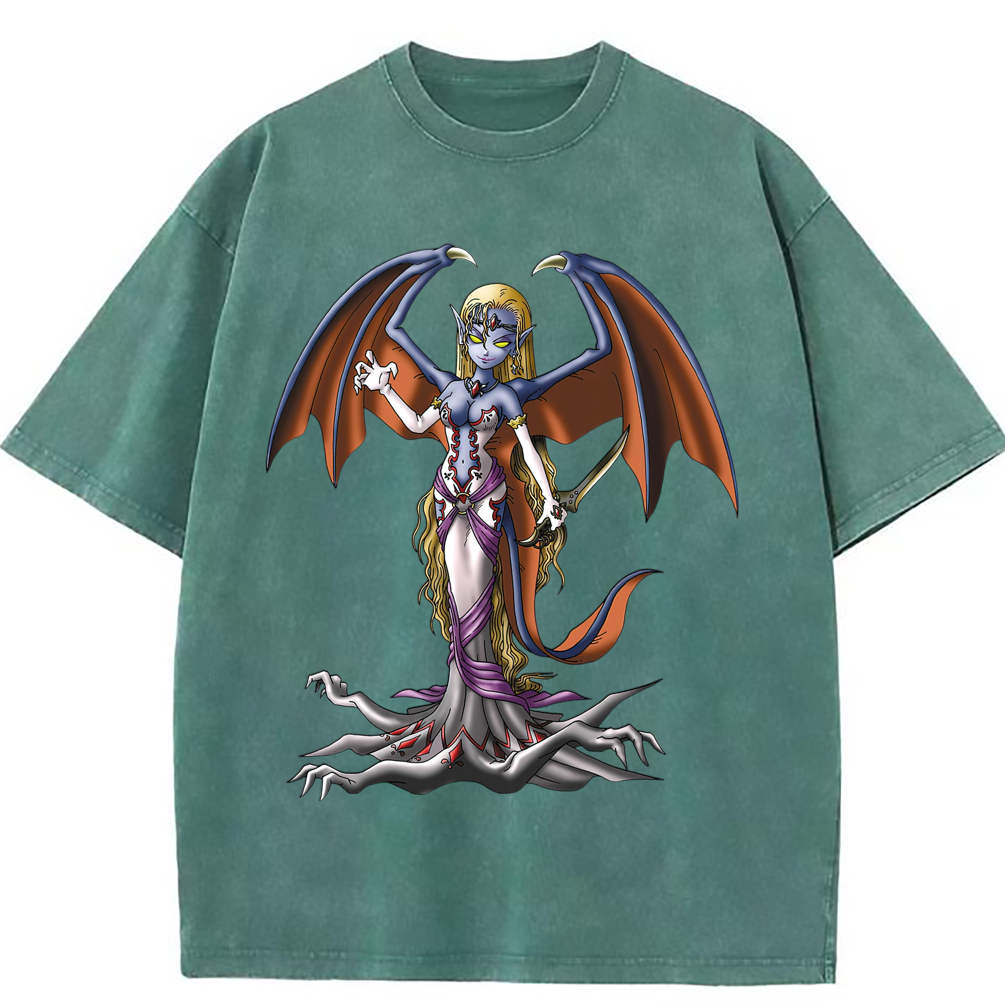 （画像用） ドラゴンクエスト Doragon Kuesuto Dragon Quest 綿100% ヴィンテージ風 半袖Tシャツ（フロントプリント）
